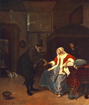 Jan Steen Painting - El mal de amor, pintor de género holandés Jan Steen